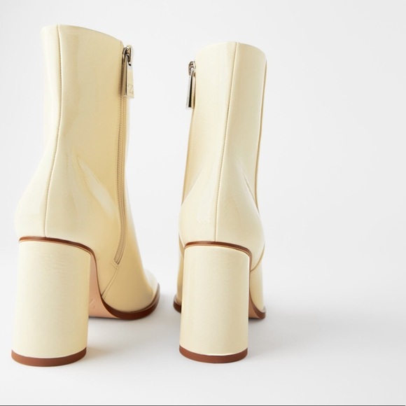 ZARA FAUX-PATENT-FINISH HEELED ANKLE BOOTS SZ  10 - Picture 6 of 8